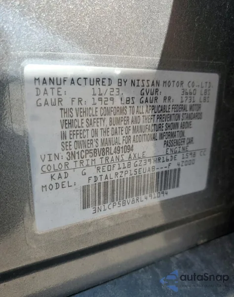 2024 Nissan Kicks S from USA, damaged, VIN 3N1CP5BV8RL491094